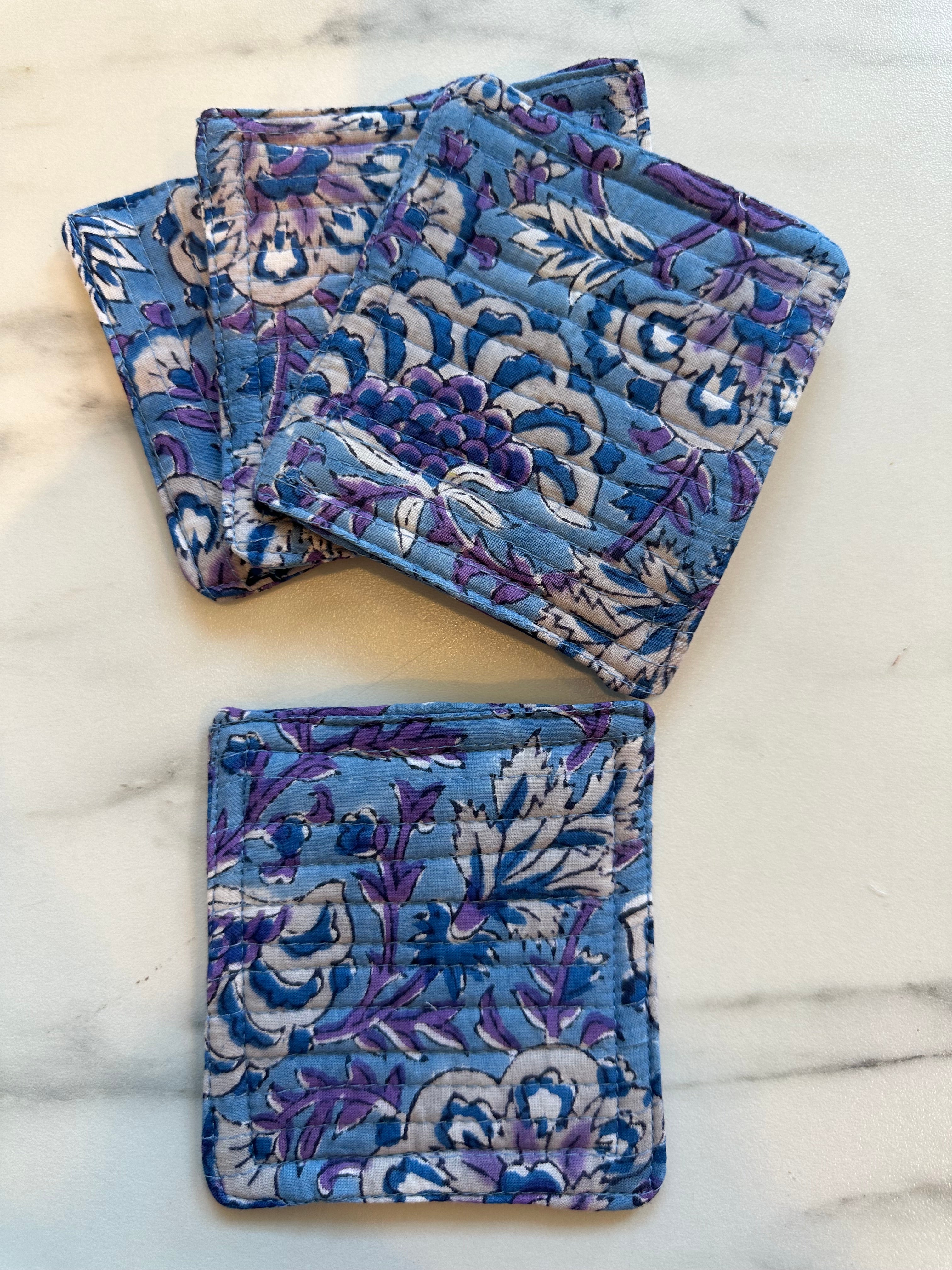 Indy Home Block Printed Fabric Coaster Set