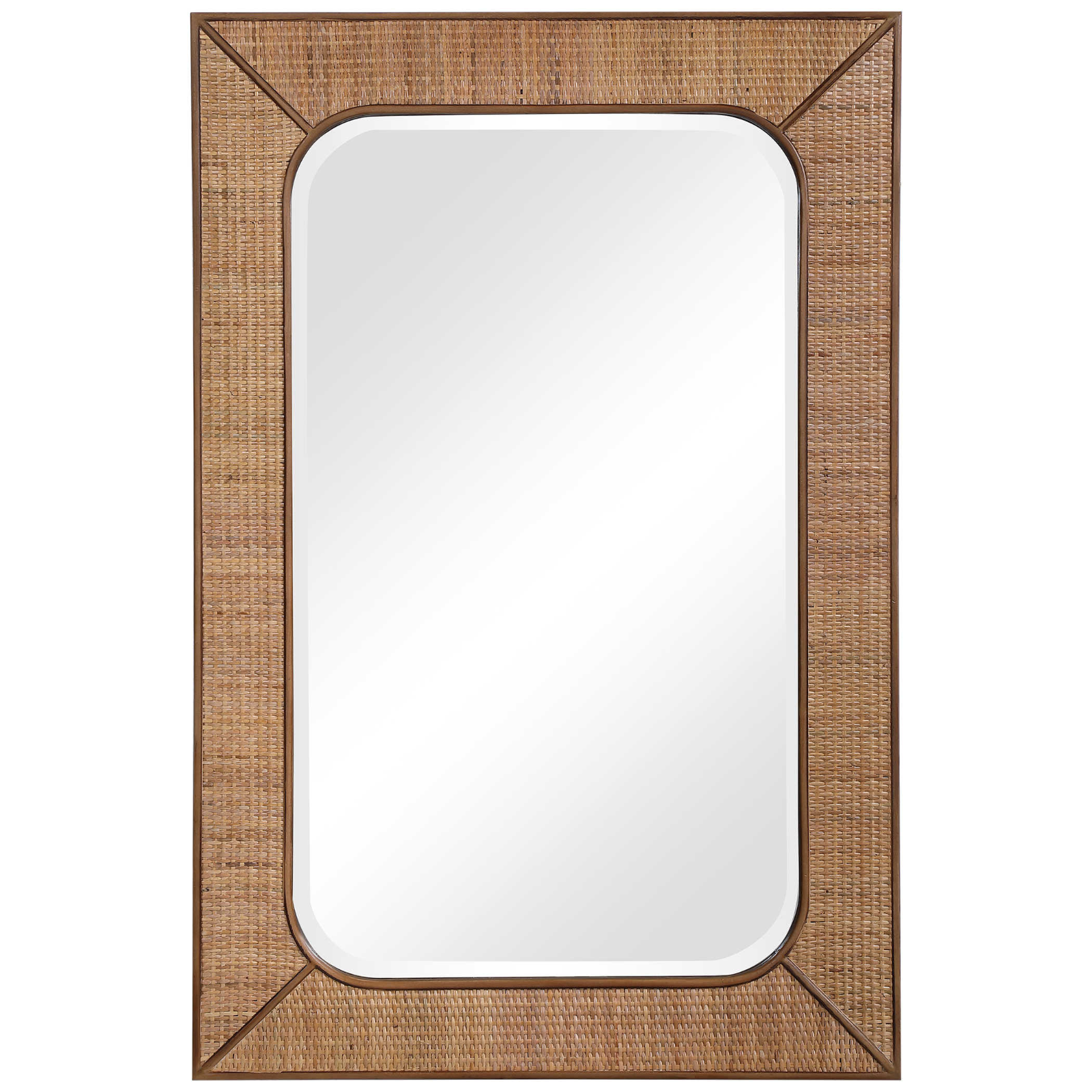 Teak and Cane Mirror