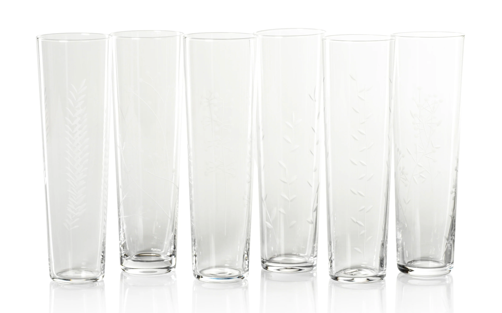 Etched Glass Champagne Flute Set